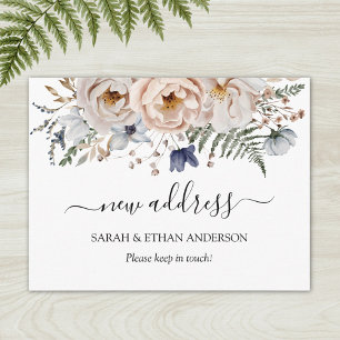 Carte Postale Aquarelle Jolie Adresse Nouvelle Bleue Florale Bei