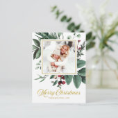 Carte Postale Aquarelle Joyeux vacances de Noël Photo (Debout devant)