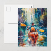 Carte Postale Aquarelle Kayak Peinture (Devant / Derrière)