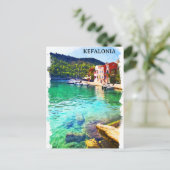 Carte Postale Aquarelle Kefalonia Grèce Vue côtière (Debout devant)