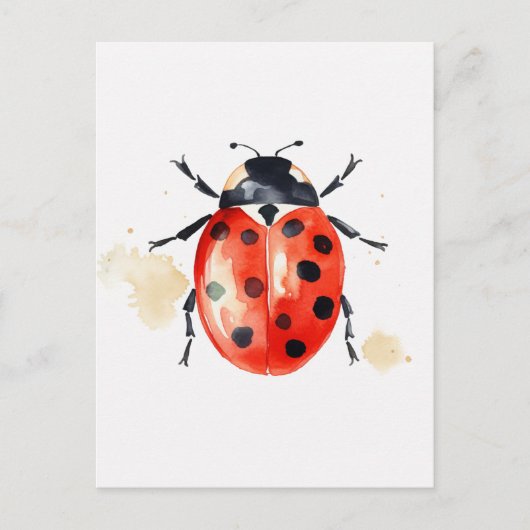 Carte Postale Aquarelle Ladybug (Devant)