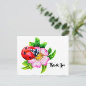 Carte Postale Aquarelle Ladybug Merci floral (Debout devant)