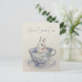 Carte Postale Aquarelle Lapin de Pâques en Teacup (Debout devant)