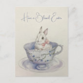Carte Postale Aquarelle Lapin de Pâques en Teacup (Devant)