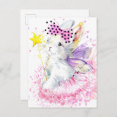 Carte Postale Aquarelle Lapin Fairy (Devant / Derrière)