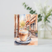 Carte Postale Aquarelle, Latte de caffe, Post-croisement (Debout devant)