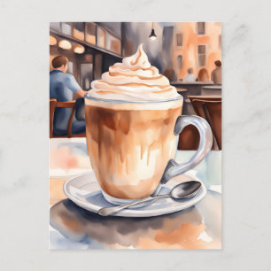 Carte Postale Aquarelle, Latte de caffe, Post-croisement
