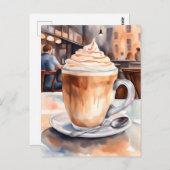 Carte Postale Aquarelle, Latte de caffe, Post-croisement (Devant / Derrière)