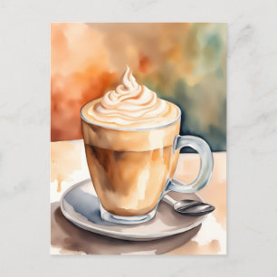 Carte Postale Aquarelle, Latte de caffe, Post-croisement