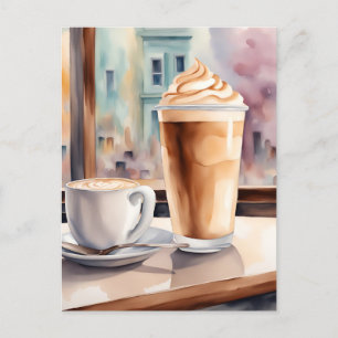 Carte Postale Aquarelle, Latte de caffe, Post-croisement