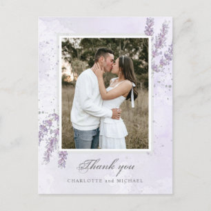 Carte Postale Aquarelle lavande fleurs mariage merci photo p