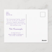 Carte Postale Aquarelle Lavender Merci funéraire Nom et date (Dos)