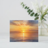 Carte Postale Aquarelle Lever de Soleil sur Mer Calme (Debout devant)