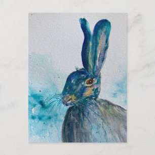 Carte Postale Aquarelle lièvre lapin
