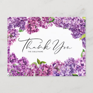 Carte Postale Aquarelle Lilac Cadre Floral Merci botanique