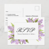 Carte Postale Aquarelle Lilacs Bouquet Mariage élégant RSVP (Devant / Derrière)
