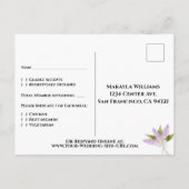 Carte Postale Aquarelle Lilacs Bouquet Mariage élégant RSVP (Dos)