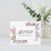 Carte Postale Aquarelle Lilacs Bouquet Mariage élégant RSVP (Debout devant)