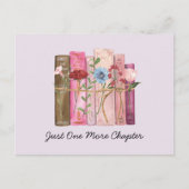 Carte Postale Aquarelle Livre Fleur rose violet citation de lect (Devant)