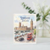 Carte Postale aquarelle Londres Angleterre (Debout devant)