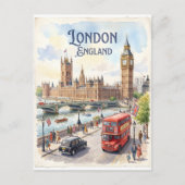 Carte Postale aquarelle Londres Angleterre (Devant)