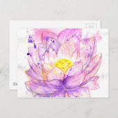 Carte Postale Aquarelle Lotus Flower 4 (Devant / Derrière)