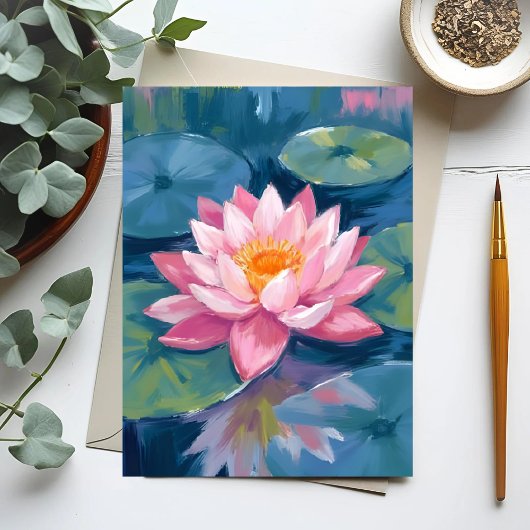 Carte Postale Aquarelle Lotus Lily Pad