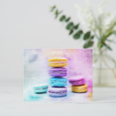Carte Postale Aquarelle Macaron Aliments Abstrait (Debout devant)