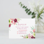 Carte Postale Aquarelle Magenta Rouge Amaryllis Mariage Floral (Debout devant)