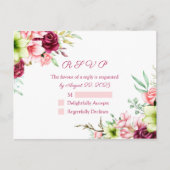 Carte Postale Aquarelle Magenta Rouge Amaryllis Mariage Floral (Devant)