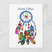 Carte Postale Aquarelle magnifique arc-en-ciel attrape rêve (Devant)