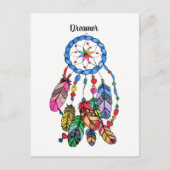 Carte Postale Aquarelle magnifique arc-en-ciel attrape rêve (Devant)