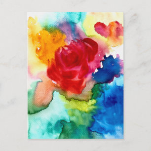Carte Postale Aquarelle magnifique art rose abstrait