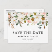 Carte Postale Aquarelle Magnolias Roses Roses Rose Enregistrer L (Devant / Derrière)