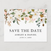 Carte Postale Aquarelle Magnolias Roses Roses Rose Enregistrer L (Devant)