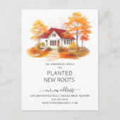 Carte Postale Aquarelle Maison d'automne Moving Faire-part (Devant)