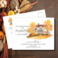 Aquarelle Maison d'automne Moving Faire-part