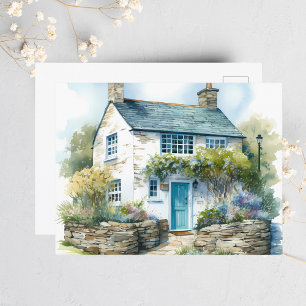 Carte Postale Aquarelle Maison de Campagne Anglaise d'Été
