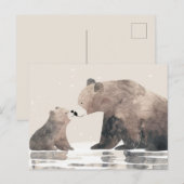 Carte Postale Aquarelle Mama Bear & Cub Fête des Mères mignonnes (Devant / Derrière)