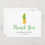 Carte Postale Aquarelle Mariage ananas Merci (Devant / Derrière)