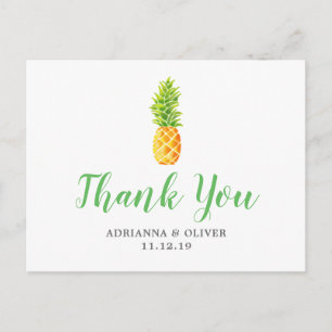 Carte Postale Aquarelle Mariage ananas Merci