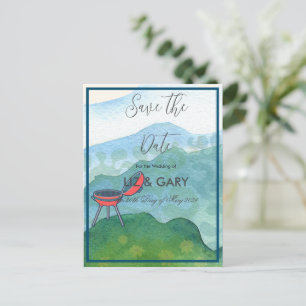 Carte Postale Aquarelle mariage Barbecue - Enregistrer la date