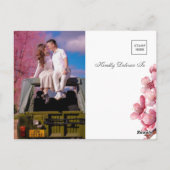 Carte Postale Aquarelle Mariage Fleur de Cerisier Rose Merci (Dos)