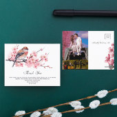 Carte Postale Aquarelle Mariage Fleur de Cerisier Rose Remerciem