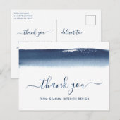 Carte Postale Aquarelle marine Merci bleu (Devant / Derrière)