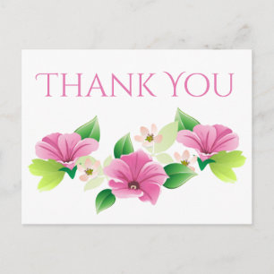 Carte Postale Aquarelle Merci Floral Rose violet Fleur