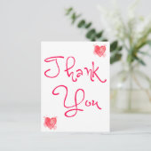 Carte Postale Aquarelle Merci Rouge Et Rose Coeur (Debout devant)