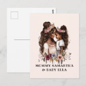 Carte Postale Aquarelle Mère et fille noires (1) (Devant / Derrière)