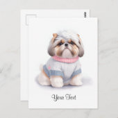 Carte Postale Aquarelle mignonne Chien Chien Chien Chien Chien C (Devant / Derrière)