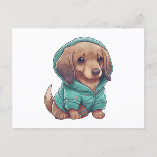 Carte Postale Aquarelle mignonne Chiot en Sweat